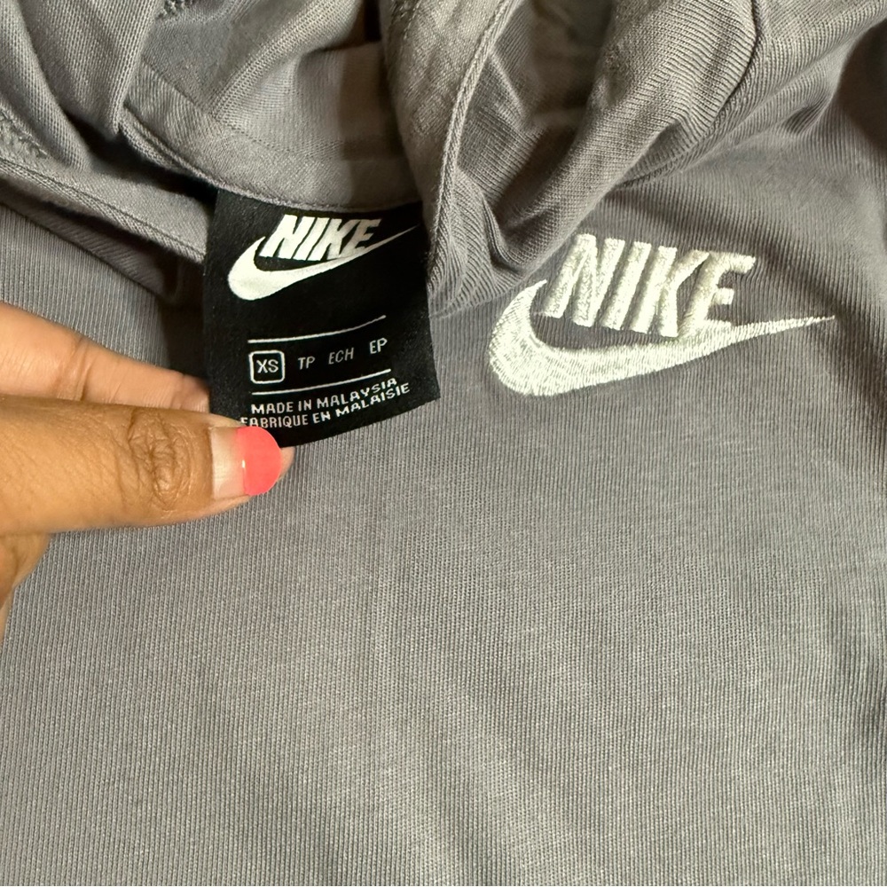 Nike Gray Cowl Neck Hoodie Pullover Sweatshirt - Picture 2 of 4